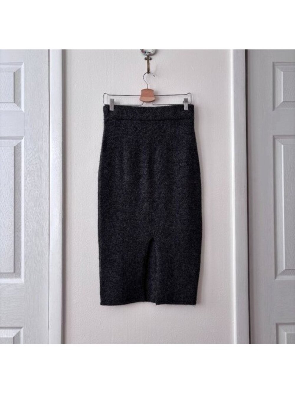 Zara Charcoal Knit Two Piece Set Sleeveless Top & Midi Skirt Minimal Size S - Picture 10 of 11